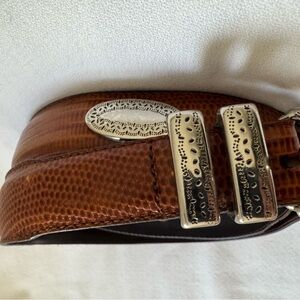 Beautiful Foot Joy Brown Leather Men's Belt with Silver Buckle/accents. SZ 40”